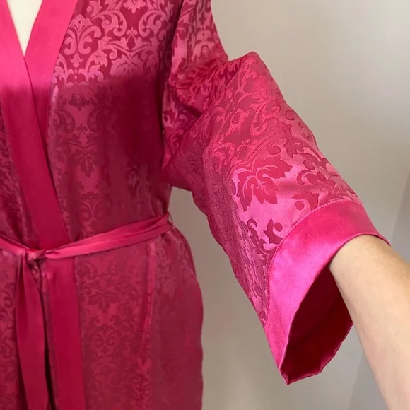 NK Imode Silk Blens Luxury Brand Elegant Pink Satin Robe Sz S/M - Picture 5 of 14